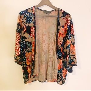 Anthropologie SIB Velvet Floral Kimono Jacket
